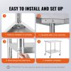 VEVOR Stainless Steel Work Table 30 x 18 x 38 Inch, with 4 Wheels, 3 Adjustable Height Levels