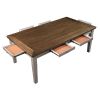 Gray Finish Traditional Style 5pc Dining Set Drawers Table and 4x Side Chairs Ladder Back Design Wooden Furniture