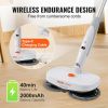 VEVOR Cordless Electric Mop, Electric Spin Mop with Water Tank, up to 40 mins Battery, LED Headlight, Dual Mop Heads