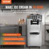 VEVOR 2200W Commercial Soft Ice Cream Machine 3 Flavors 5.3 to 7.4Gallon per Hour PreCooling at Night Auto Clean LCDPanel for Restaurants Snack Bar