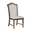 Formal Traditional Dining Set 9pc Table with Extension Leaf and 2 Armchairs 6 Side Chairs Cherry Finish Fabric Upholstery Nailhead Trim Wooden Furnitu