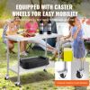 VEVOR Stainless Steel Work Table 24 x 48 x 38 Inch, with 4 Wheels, 3 Adjustable Height Levels