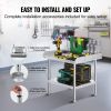 VEVOR Stainless Steel Work Table, 24 x 28 x 26 Inch Commercial Food Prep Worktable, 3-Sided Backsplash Heavy Duty Prep Worktable