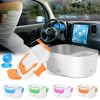 Electric Heating Lunch Box Food Heater Container Travel Thermal Bento Box Portable Food Warmer w/ 2 Removable Compartments 1 Free Spoon 1L