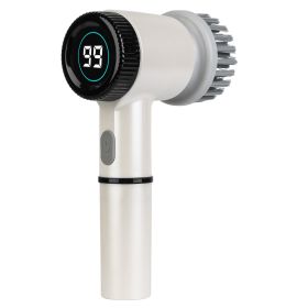 Electric Spin Scrubber Cordless Handheld Rechargeable Cleaning Brush With 5 Replaceable Heads IPX7 Waterproof 3 Speeds Handheld Spin Scrubber For Tub (Option: SpinScrubberWhite)