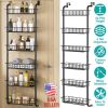 6 Tier Over Door Pantry Organizer Hanging Hooks Door Storage Rack Carbon Steel Basket 62.99in Over Door Shelf for Kitchen Bathroom