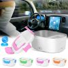 Electric Heating Lunch Box Food Heater Container Travel Thermal Bento Box Portable Food Warmer w/ 2 Removable Compartments 1 Free Spoon 1L