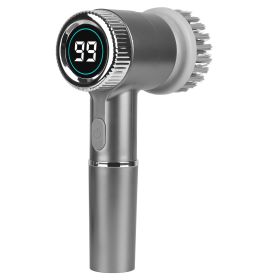 Electric Spin Scrubber Cordless Handheld Rechargeable Cleaning Brush With 5 Replaceable Heads IPX7 Waterproof 3 Speeds Handheld Spin Scrubber For Tub (Option: SpinScrubberGrey)