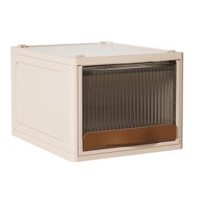 16.5L Stackable Storage Bin Plastic Drawer with Lid Closet Organizer Two Ways Opening Storage Box for Closet Kitchen Living Room Bedroom (Option: StorageBinLWhite)