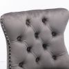 Contemporary Velvet Upholstered Barstools with Button Tufted Decoration and Wooden Legs, and Chrome Nailhead Trim, Leisure Style Bar Chairs,Bar stools