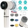 Electric Spin Scrubber Cordless Handheld Rechargeable Cleaning Brush With 5 Replaceable Heads IPX7 Waterproof 3 Speeds Handheld Spin Scrubber For Tub